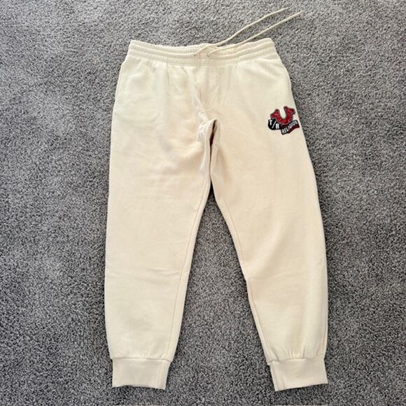 True Religion Pants - True Religion EMB Patch HS Jogger Cream‎ Pockets Drawstring Women's XXL/2TG NWT